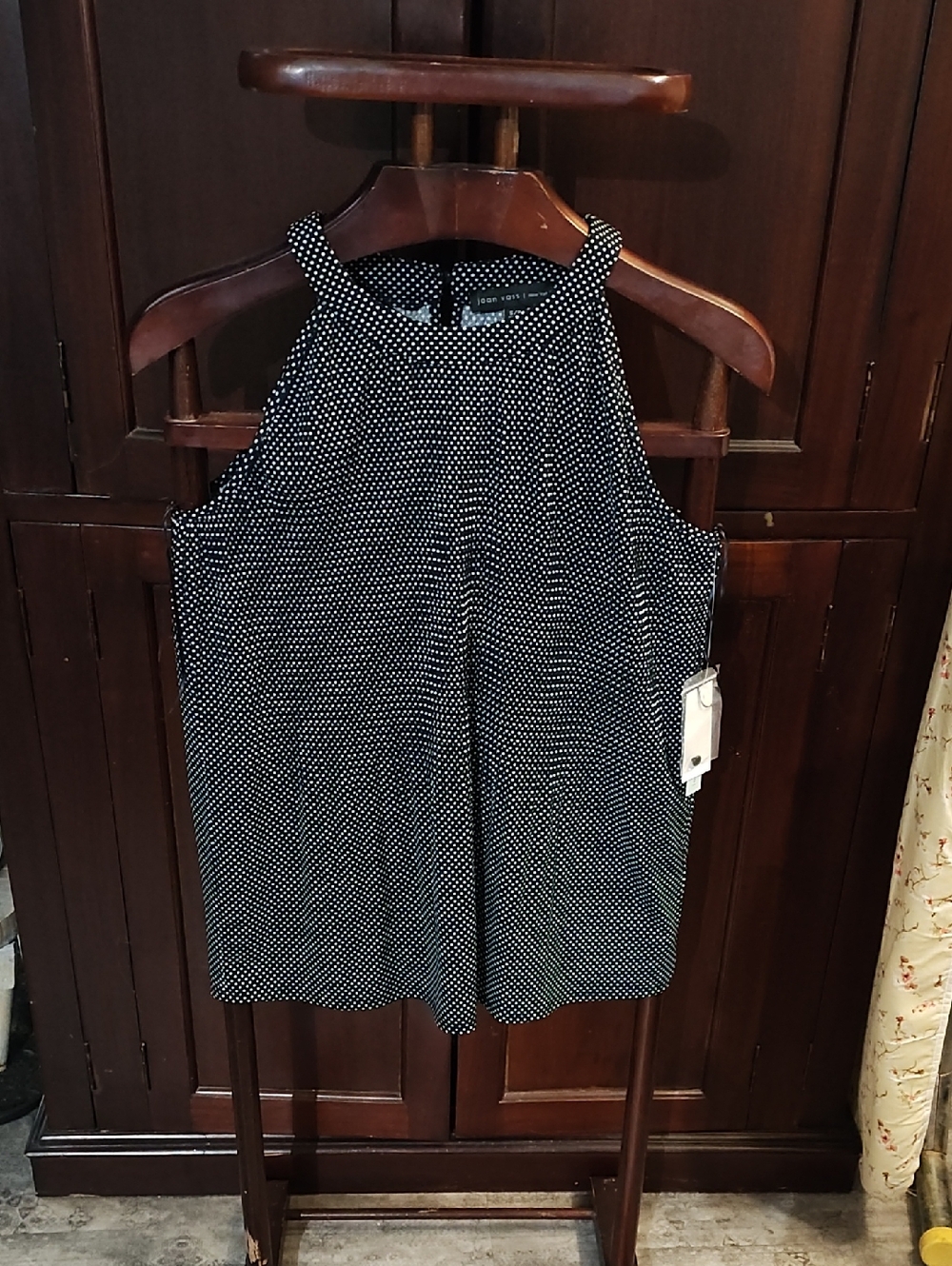 Joan Vass Black and White Polka Dot Halter Shirt